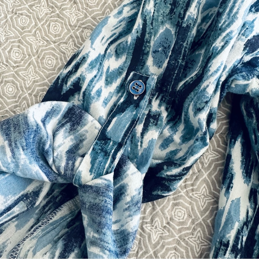 Blue Patterned Mini Dress - Picture 6 of 9